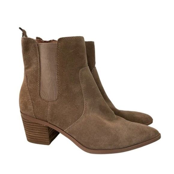 Franco Sarto Sager Tan Suede Leather Ankle Booties Womens Size 6M Side Zip Boots - Picture 1 of 10